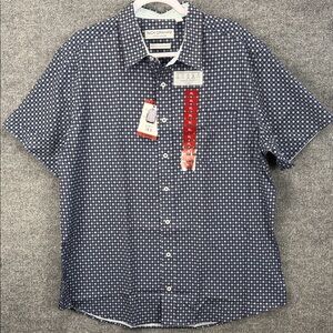Nick Graham Men's Short-Sleeve Navy Geo Print Button-Down Shirt XL NWT